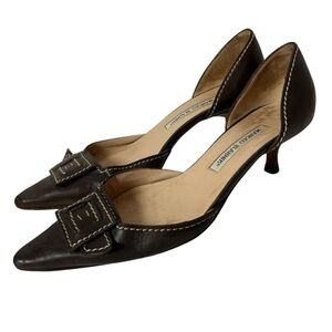 SOLD Manolo Blahnik women’s d’orsay heels pumps pointed toe brown leather US 9
